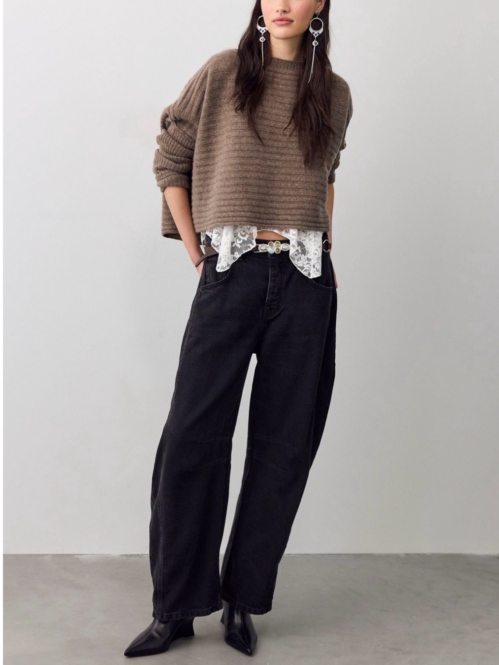 Free people barrel black denim